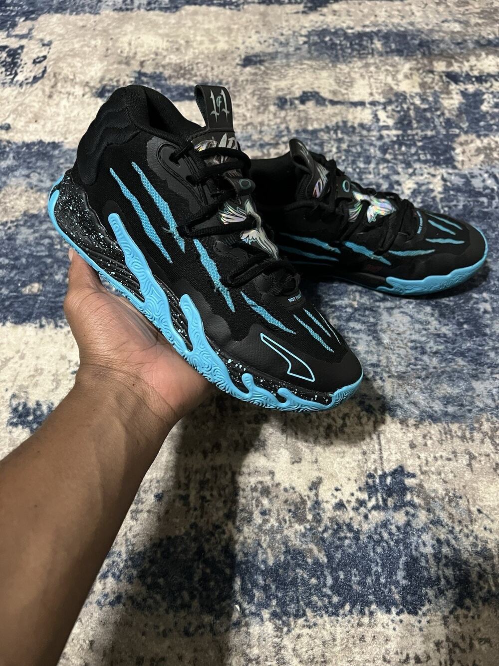 Size 6.5y-Puma MB.03 Blue Hive LaMelo Ball Basketball Shoes Black Blue 379293-01